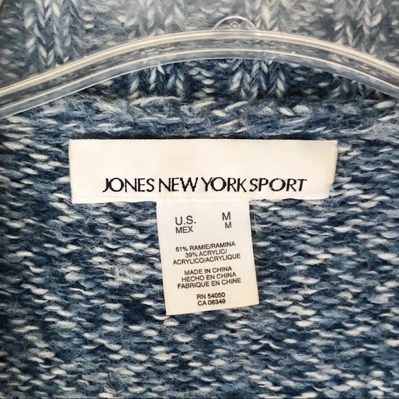 Y2K Jones New York Blue Knitted Collared Jacket With Pockets, Size Medium - Picture 15 of 16